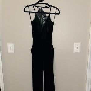 B Darlin Dark Green Lace Jumpsuit